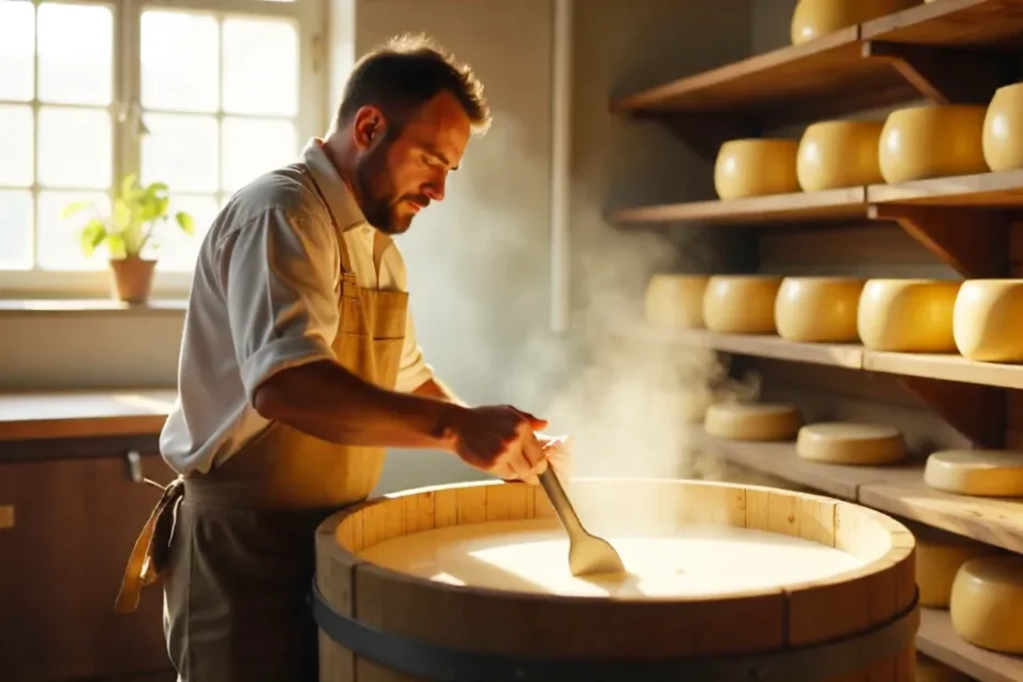A man making Grouse Cheese in a Traditional way